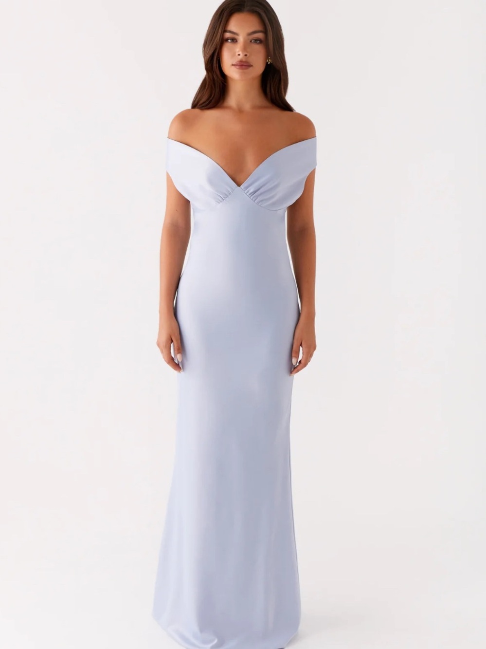 Peppermayo Jenner Maxi Dress Blue Off-Shoulder Formal Evening Gown NWT Sz US 4
